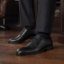Pantofi barbati casual, negri, din piele naturala - 101TGNBOX